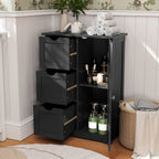 HavenHarbor Bathroom Floor Storage Cabinet with 3 Drawers & Adjustable Shelf