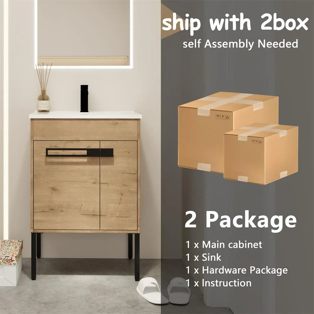 24 Inch Bathroom Vanity With Sink, Freestanding Bathroom Vanity or Floating is Optional Conversion24*18