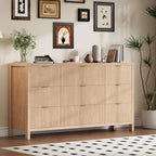 Willow Ridge Mid-Century Fluted Farmhouse Dresser – 9 Drawer Storage Organizer