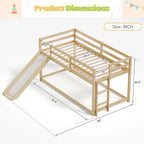 Twin Low Loft Bed with Slide, Ladder & Safety Rails