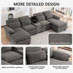 Cloudhaven U-Shaped Chenille Sectional Sofa with Storage – 124 Inch