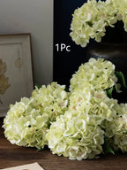 MEHELANY 1pc Light Green Artificial Hydrangea Flower, Realistic Silk High-Quality Artificial Flower, Suitable For DIY Wedding Bouquet, Party, Autumn Home Living Room Kitchen Garden Hotel Office Decoration,  Thanksgiving Harve