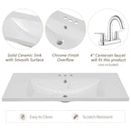 36" Grey Bathroom Vanity with Sink and Drawers, Solid Frame MDF Cabinet