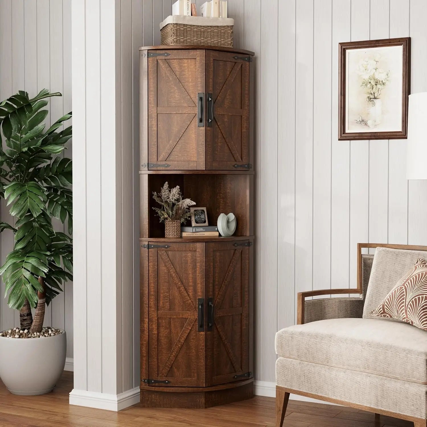 Haven Ridge Heritage Farmhouse Corner Storage Cabinet