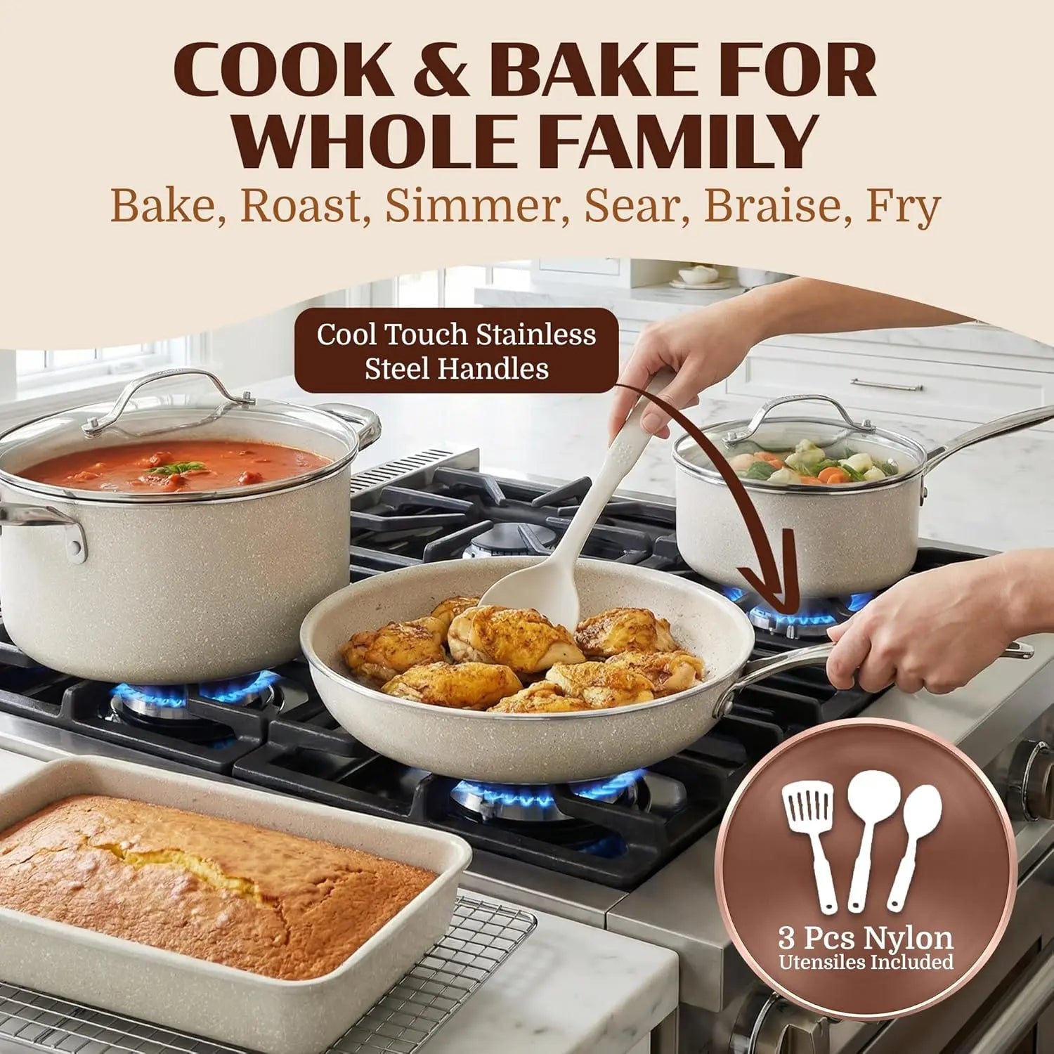Hearthstone Ceramic Nonstick Cookware Collection – 20 Piece Set