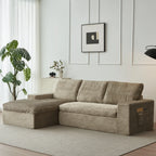 104" Modular Sectional Couch with Chaise, Cloud Couch Deep Seat Fluffy Corduroy Sofa Memory Foam Boneless Couches for Living Roo