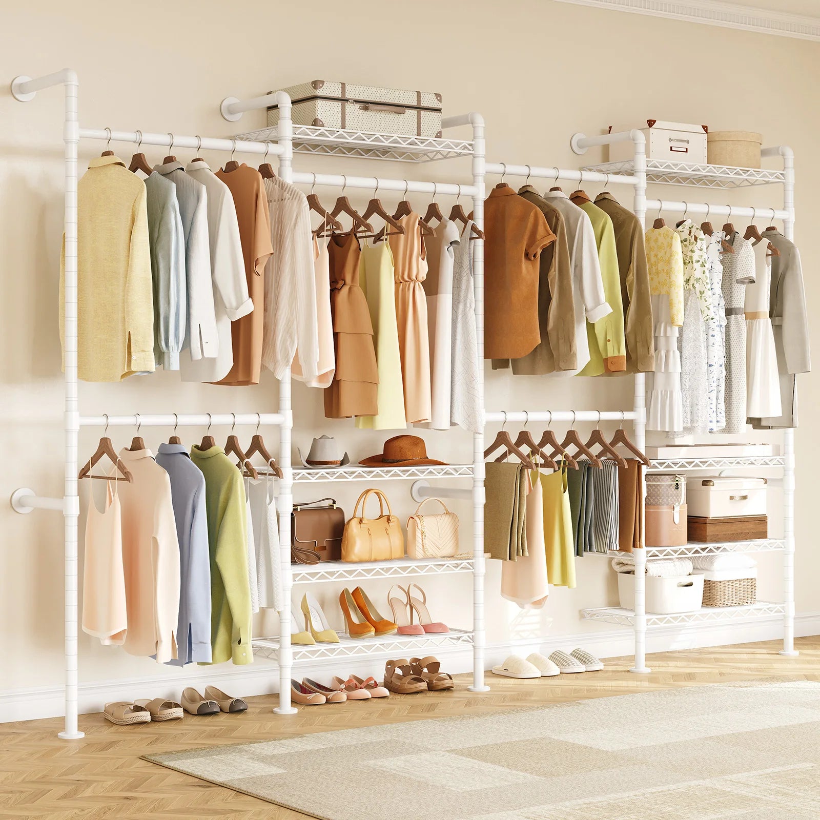 Haven Ridge Industrial Pipe Closet System – L4 Wall Mounted Organizer