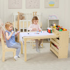 Wooden Kids Art Table & Chair Set with Storage