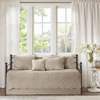 All Season Cotton-Filled Daybed Cover Set with Quilted Design, Scallop Edge, and Coastal Decor Pillows