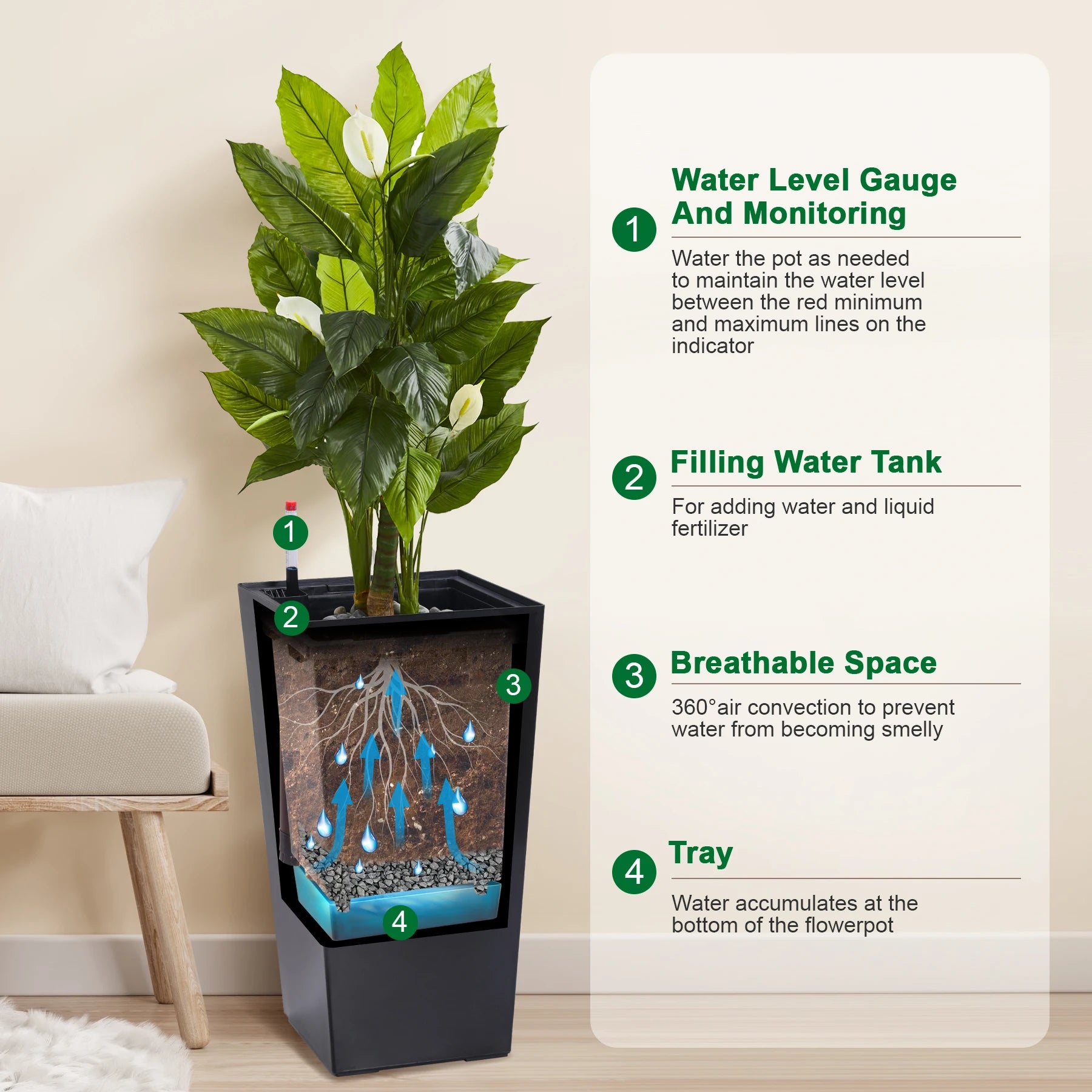 Haven Ridge Self-Watering Planter Pot Set – 2 Piece