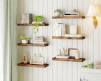 Haven Heritage Rustic Floating Wall Shelves – Set of 6