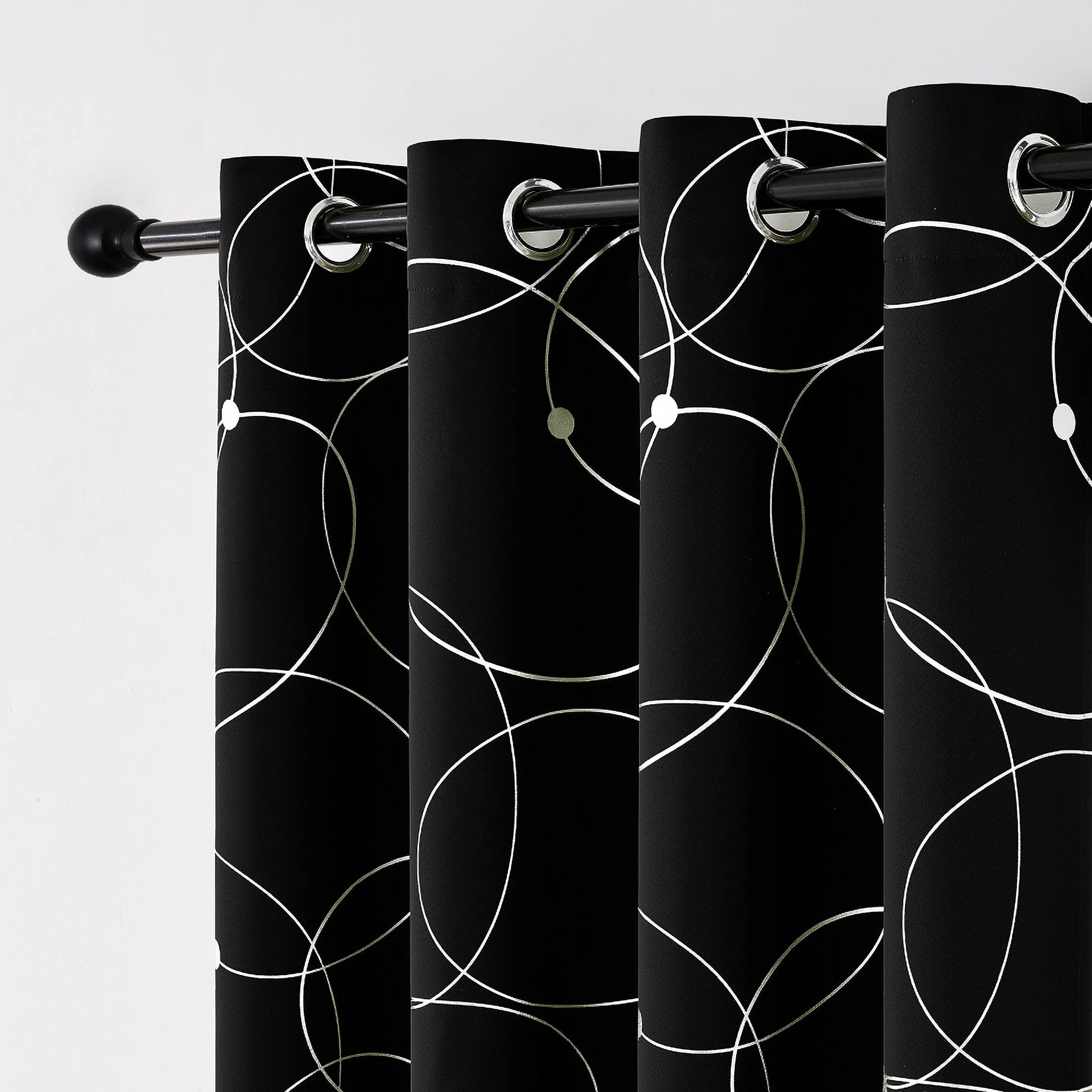 LunaShield Blackout Thermal Foil Grommet Curtain Panels – 4 Piece Set