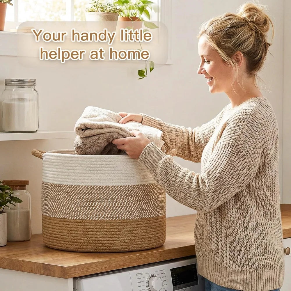 Willow Haven Large Cotton Rope Storage Basket – 70L