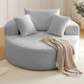 CloudNest Round Corduroy Chaise Lounge with Ottoman