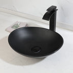 Obsidian Spa Stone Resin Vessel Sink with Waterfall Faucet Set