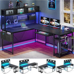 Forge 67" L-Shaped Gaming Desk with LED Lights & Power Station