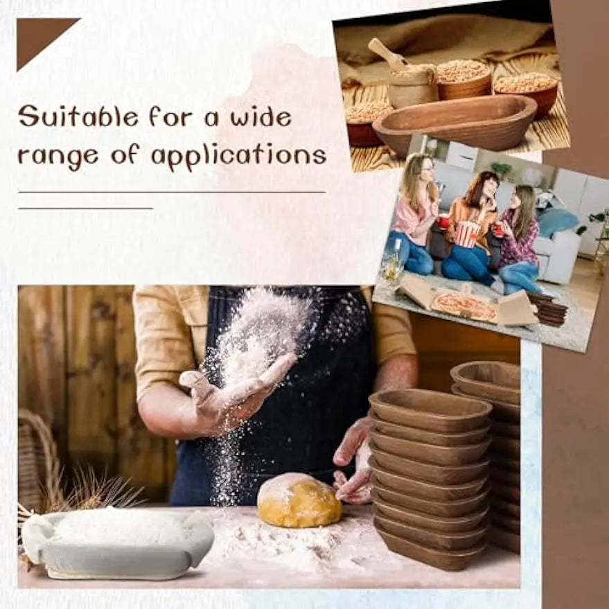 Haven Ridge Hand-Carved Wooden Dough Bowl Set – 20 Piece
