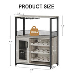 3-Tier Wine Bar Cabinet with LED Lights, Wine Rack, Glass Holder & Mesh Door Storage
