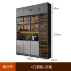 Luxury Wooden Wine Display Cabinet with Tempered Glass Doors & 5-Tier Storage