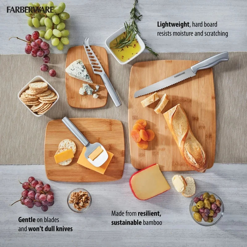 Bamboo Cutting Board Set 3 Piece Durable Kitchen Chopping Boards