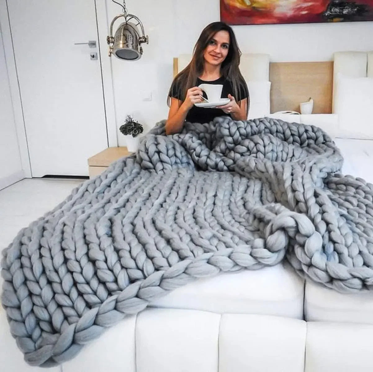 Everwood Chunky Knit Wool Throw Blanket