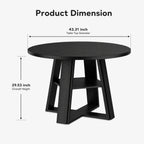 Modern Farmhouse 43'' Round Dining Table with Sturdy Wooden Pedestal, Extra Storage Shelf, Space-Saving for Kitchen & Dining Room, Seats 2-4，(Only table)