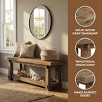 Haven Ridge Solid Wood Entryway Bench with Shoe Storage