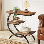 Ironwood C-Shaped 3-Tier Industrial Side Table