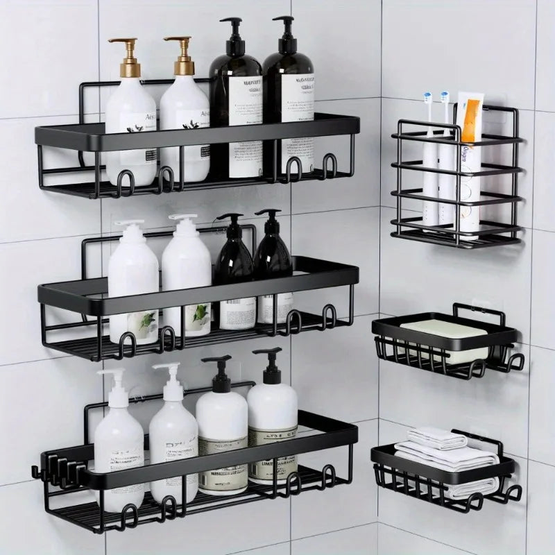 HavenHarbor 6-Piece Adhesive Shower Caddy & Bathroom Organizer Set