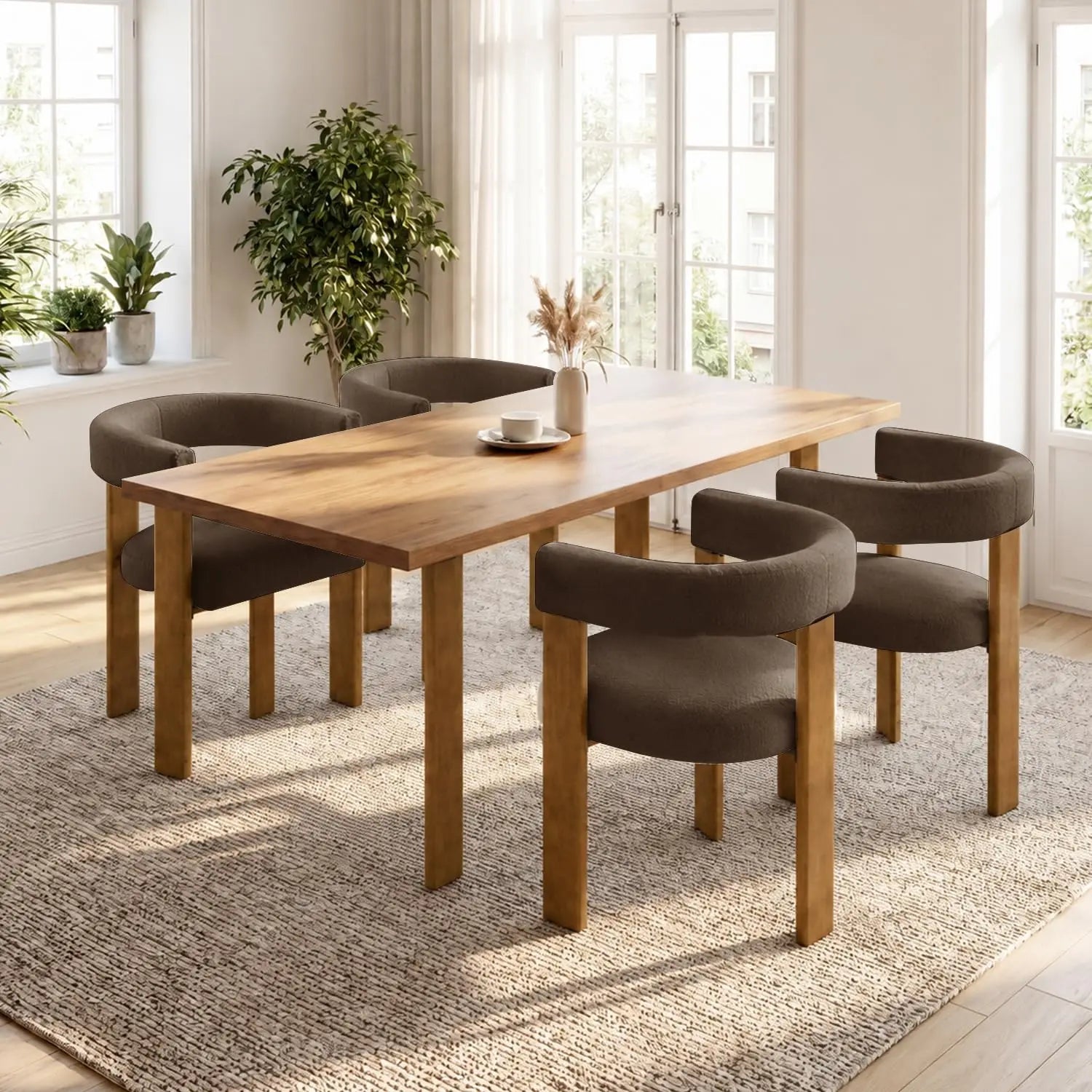 Boucle Dining Chair Set of 4 Corduroy Upholstered Dining Room Chairs Kitchen Chairs with Metal Legs Mid Century Modern, Custom