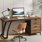 Industrial Computer Desk with 3 Reversible Drawers
