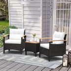 3-Piece Patio urniture Set, PatioOutdoor Rattan Soa Set with Coee Table, Patio Contion Set with Removable Cushion, Cozy Acacia W