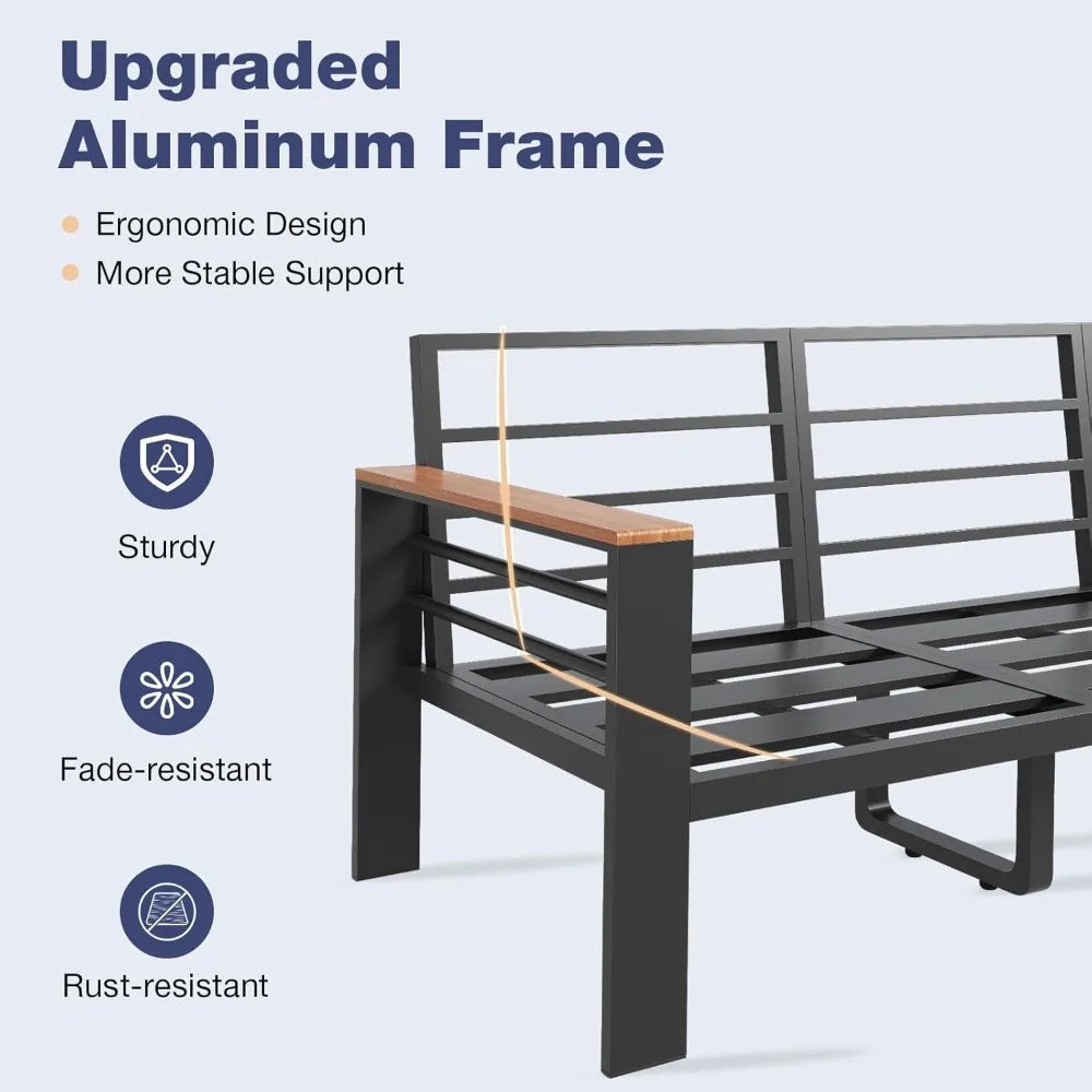 Monterey Aluminum Outdoor Sectional Set with Coffee Table