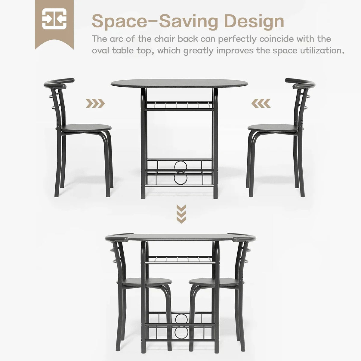 Round Dining Table & Chair Set with Wine Storage