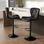 Set of 2 Modern Swivel Bar Stools, Adjustable Faux Leather Upholstered Counter Height Bar Chairs, Custom