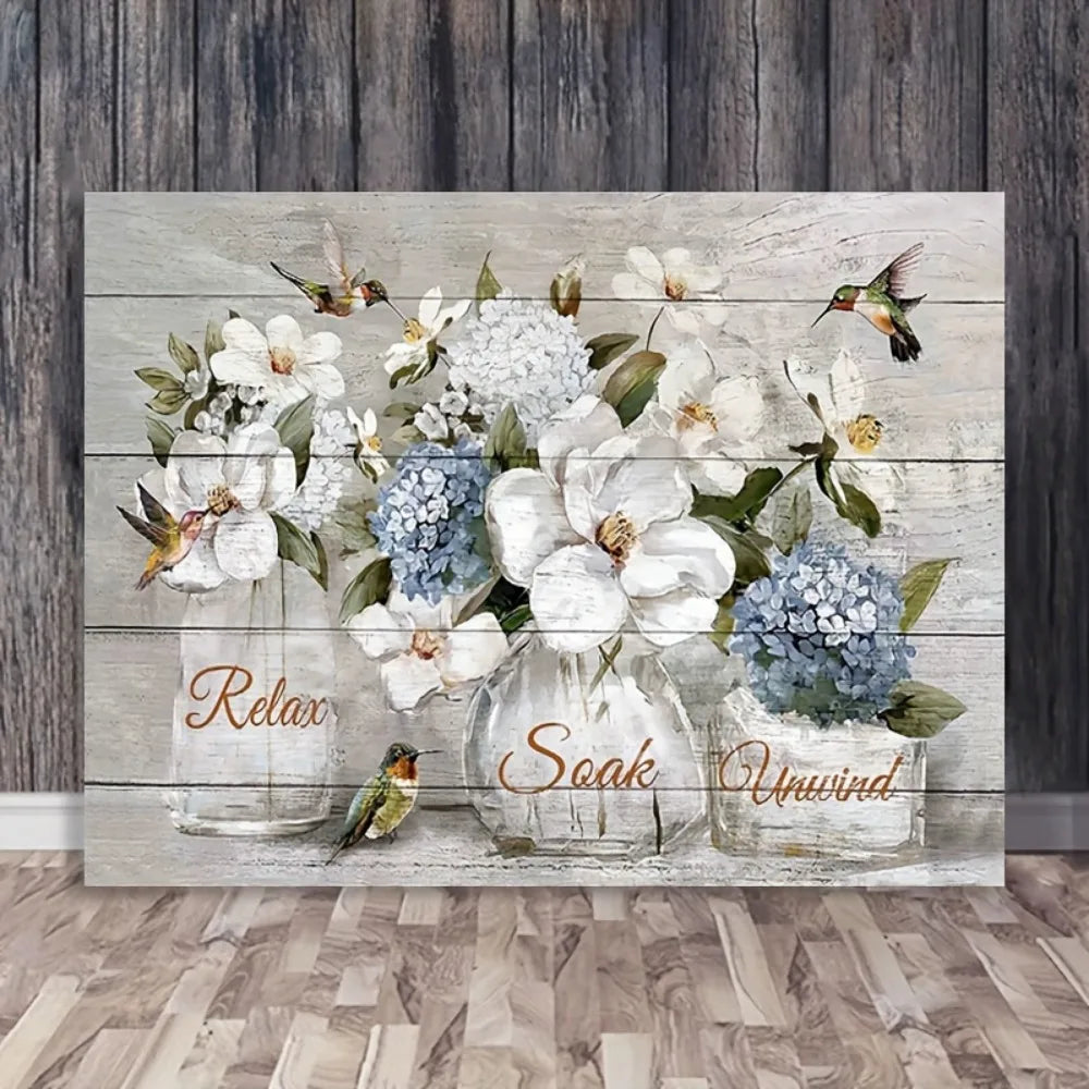 Haven Ridge White Blossom & Hummingbird Framed Canvas Wall Art