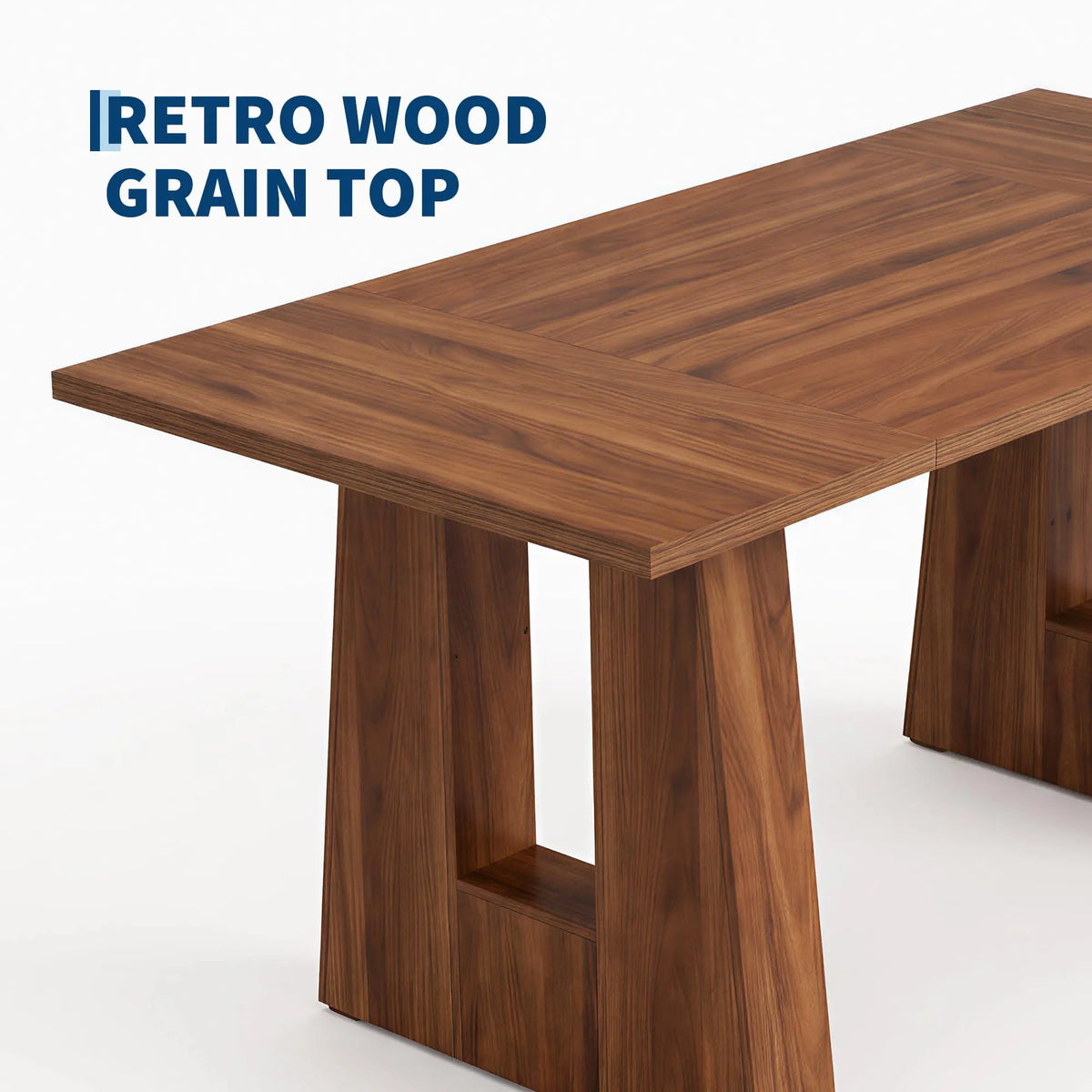 63 Inch Dining Table For 6 People Walnut Wooden Kitchen Table With Heavy Duty Legs Modern Rectangle Table For Kitchen Dining Room