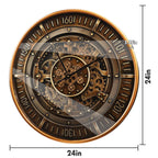 Heritage Steampunk Gear Wall Clock – 24 Inch Antique Gold