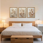 Wildflower Meadow Neutral Floral Canvas Wall Art Set – 3 Piece