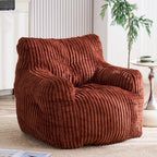 Soft and fluffy corduroy memory foam beanbag chair; comfortable velvet single-seater sofa for adults—ideal for home relaxation and gaming.