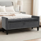 Velvet Storage Ottoman Bench, 45'' Upholstered Button Tufted End of Bed Bench, Modern Storage Bench for Bedroom,, Customized