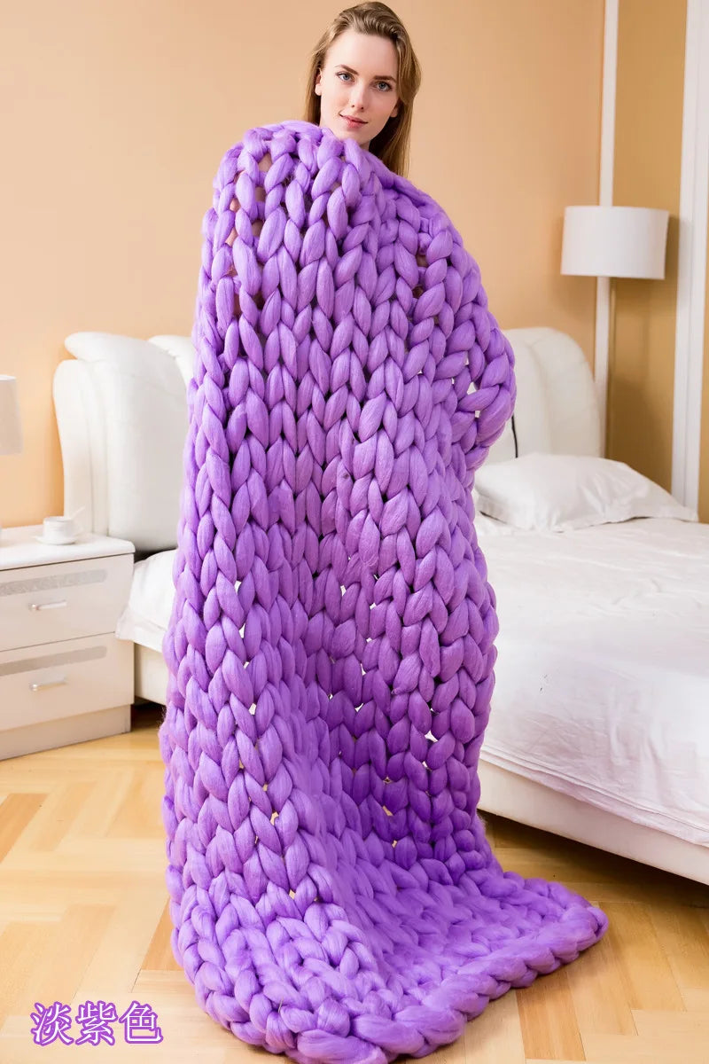 Everwood Chunky Knit Wool Throw Blanket