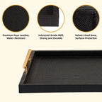 Noir Luxe Decorative Serving Tray Set with Gold Handles – 2 Piece