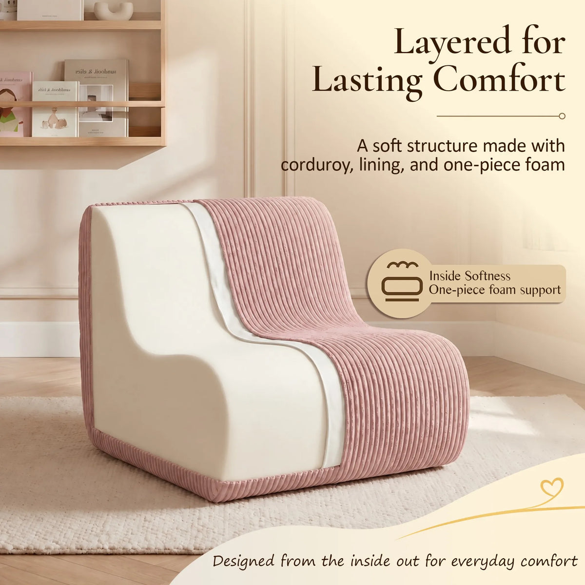 Lightweight Kids' Corduroy Lounge Sofa
