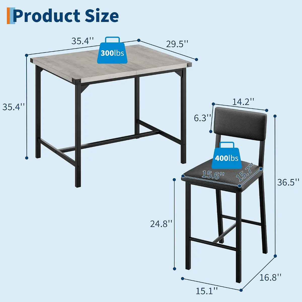 Garvee Mid-Century 3-Piece Dining Table Set