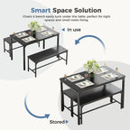 3-Piece Space-Saving Dining Table & Bench Set