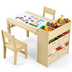 Wooden Kids Art Table & Chair Set with Storage