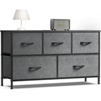 HavenNest Elite 5-Drawer Fabric Storage Dresser with Display Shelf