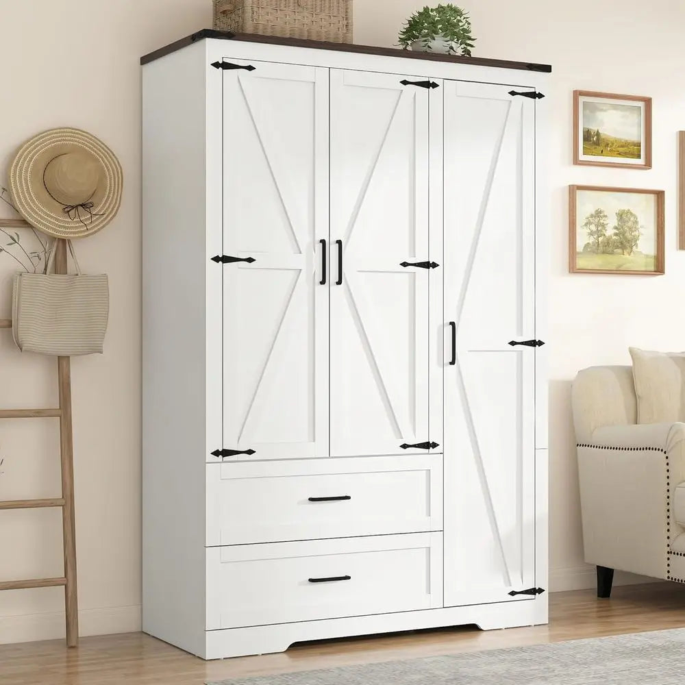 Haven Ridge Manor Wardrobe Armoire – 3 Door Storage Cabinet