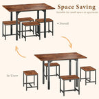 Extendable Kitchen Table Chairs Set of 4,  Compact Kitchen Table and 4 Stools Small Space,